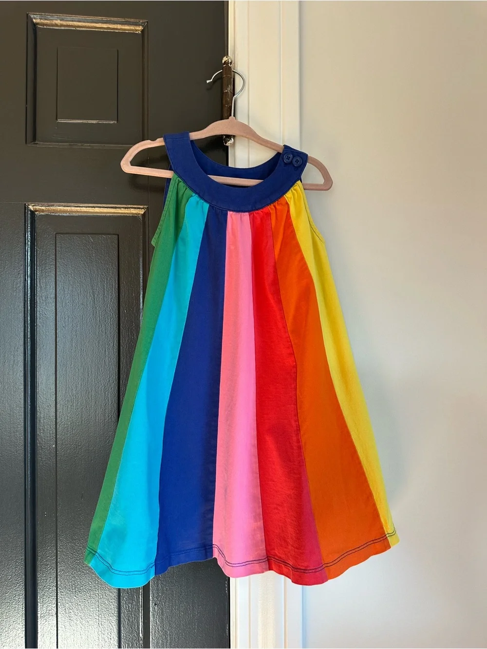 Hanna Andersson Rainbow Colorblock Swing Dress Girls 4 100cm Cotton